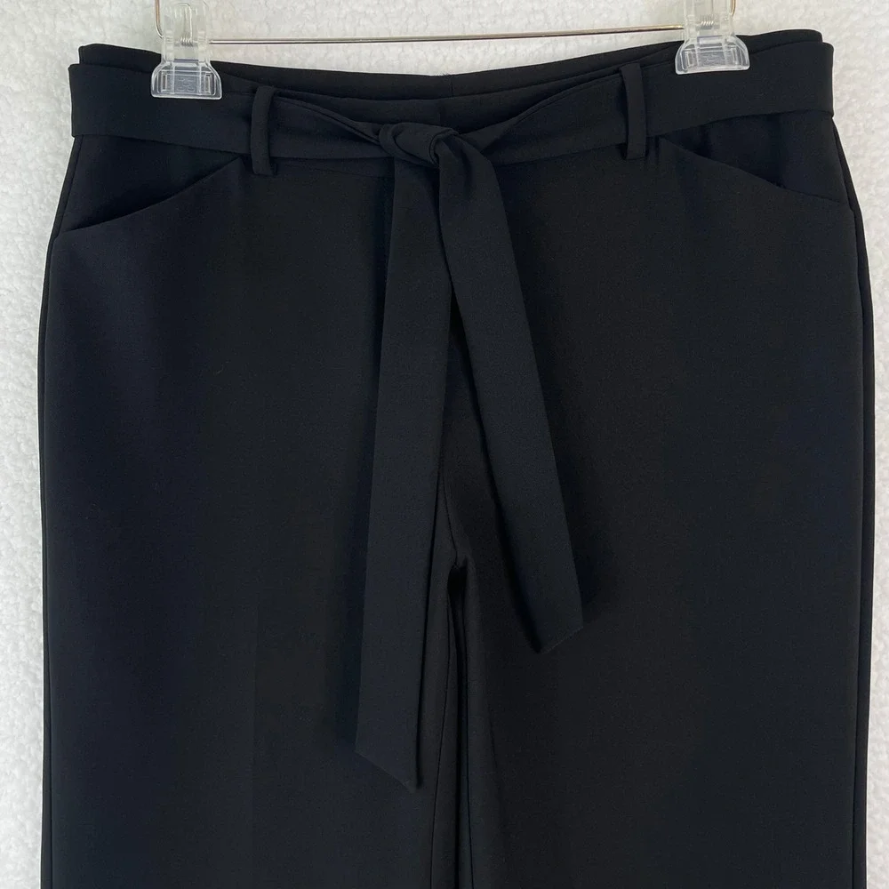 Chico's Black Wide Leg Trousers Pants Size 0.5 Regular Removeable Tie Belt